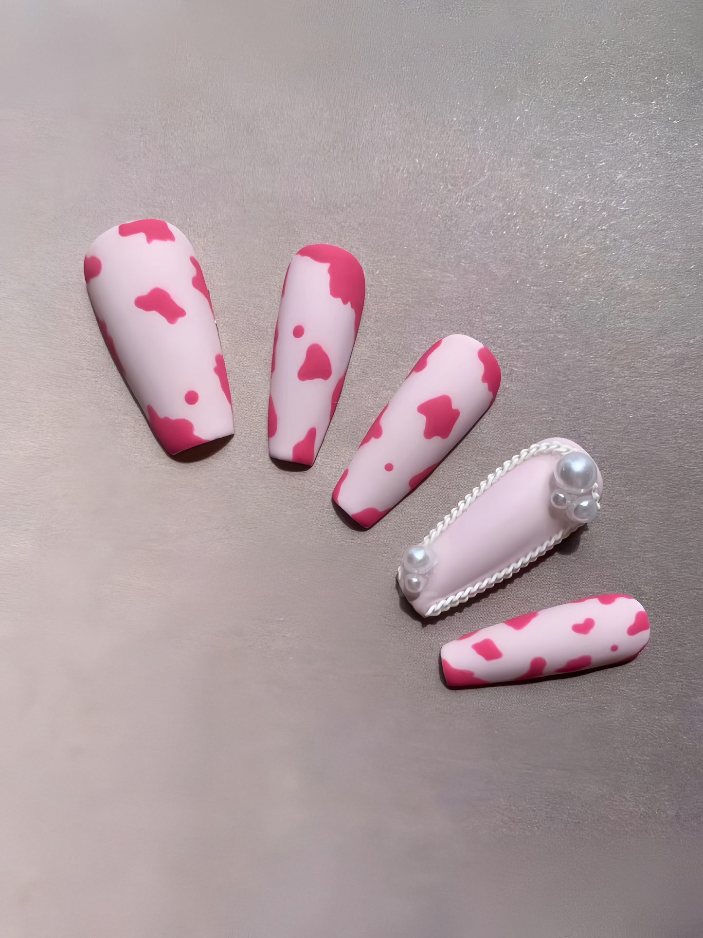 Cute Barbie Style Pink and Pearl Styling  Press on Nail  10pcs For Nail Art.UEA nails