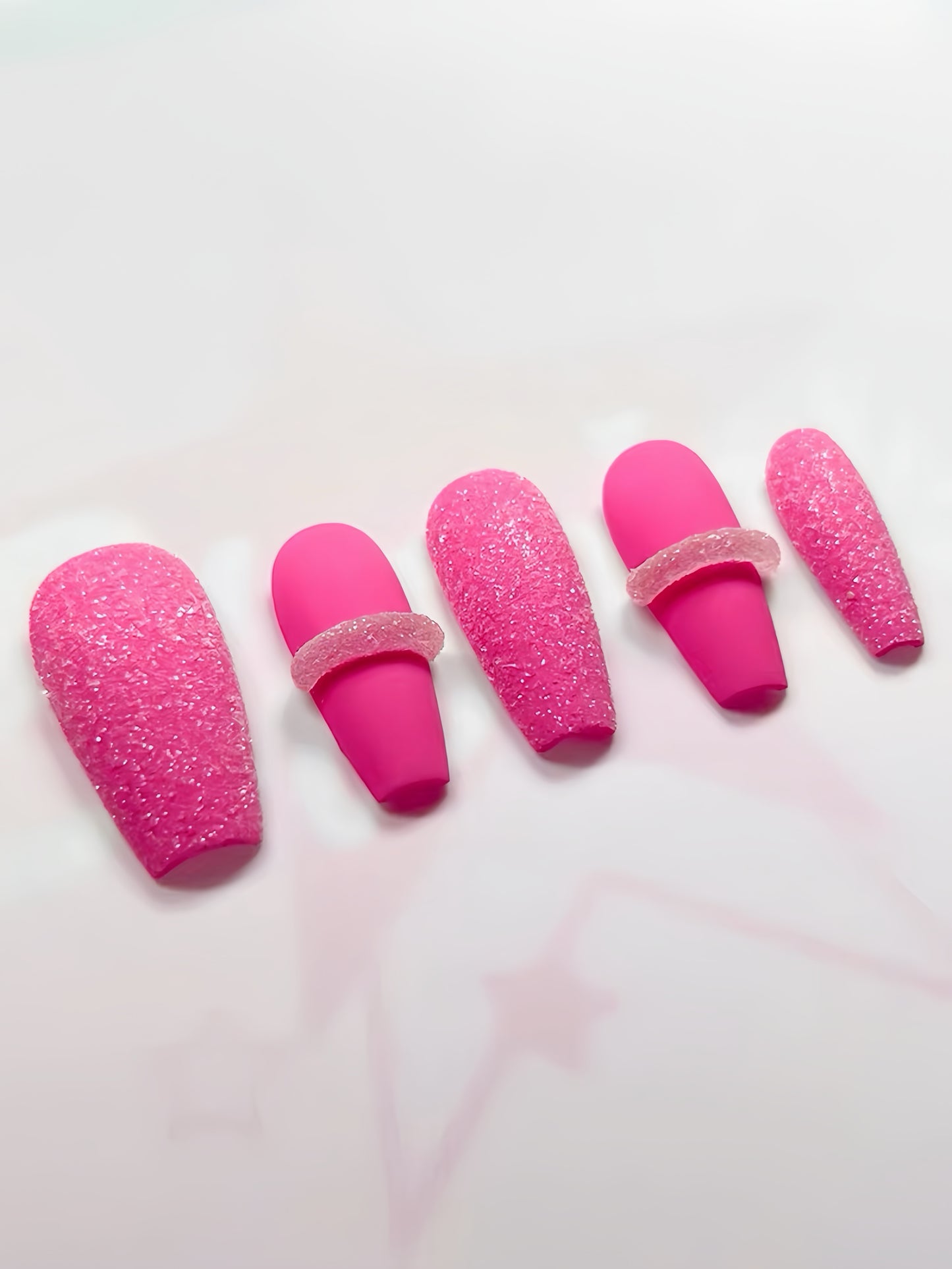 10pcs Barbie Style Pink Fake Nails The Shining Star at the Party Handmade Press On Nails Dubainailsalon