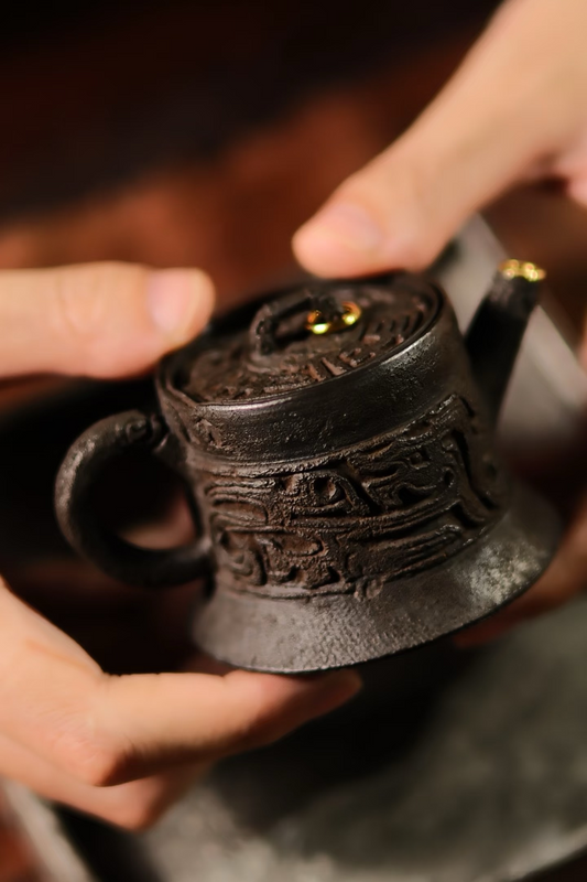 Crafted by Hand Clay Teapot Adorned with a Dragon